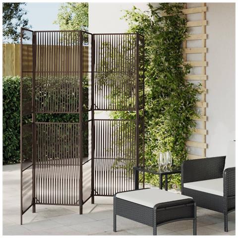 Divisorio Per Ambienti A 5 Pannelli Marrone In Polyrattan - Foto 1