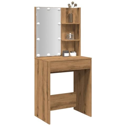 Toeletta Con Led Rovere Artigianale 60x40x140 Cm - Foto 1