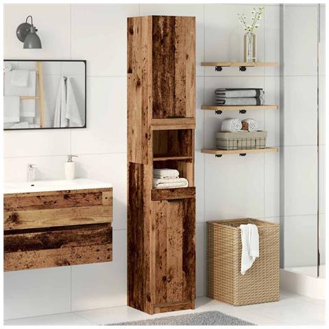 Armadietto Bagno Legno Antico 32x34x188,5 Cm Legno Multistrato - Foto 3