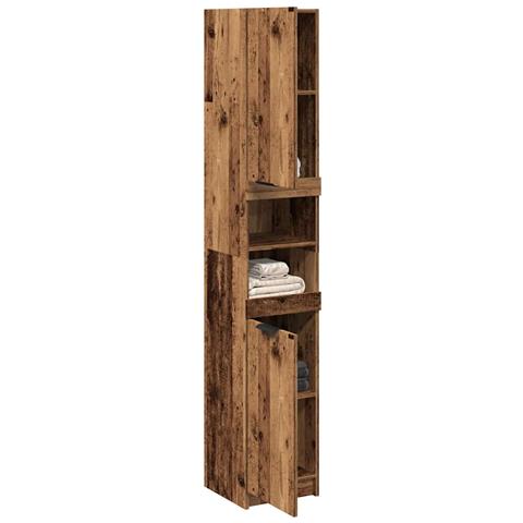 Armadietto Bagno Legno Antico 32x34x188,5 Cm Legno Multistrato - Foto 1