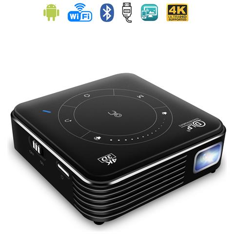 Mini Videoproiettore Portatile Led P11, Dlp. Android 9.0, Wi-fi, Pannello Touch. Batteria Ricaricabile. Clonazione Schermo. Netflix, Youtube, Ecc. 8x8x2,8 Cm. Colore Nero - Foto 1
