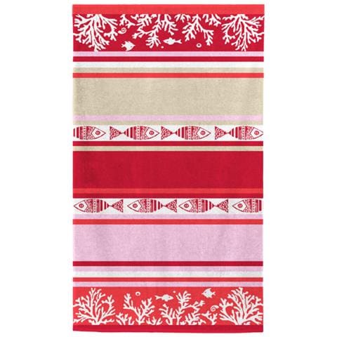 Telo Mare Jacquard Spugna Asciugamano Spiaggia Disegno Malta Telo Mare Rosso-beige - Foto 1