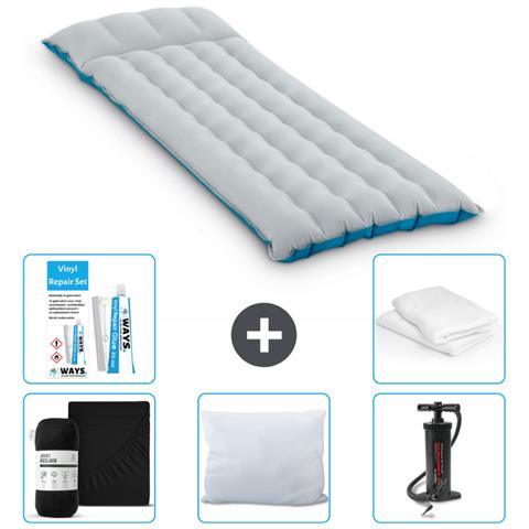 Set Materassino Gonfiabile - 184x67x17 Cm - Blu - Include Accessori Coordinati Cb5 - Foto 1