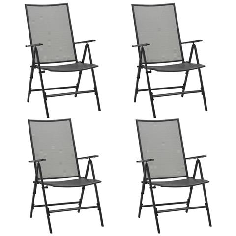 Sedie Pieghevoli A Rete 4 Pz In Acciaio Antracite - Foto 2