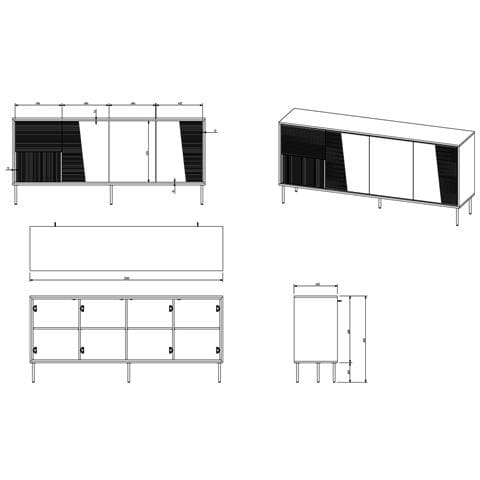 Cassettiera 4D ABI 200x45x88 nero opaco - Foto 4