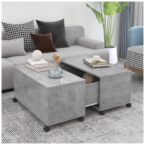 Tavolino Da Salotto Grigio Cemento 75x75x38cm Legno Multistrato - Foto 8