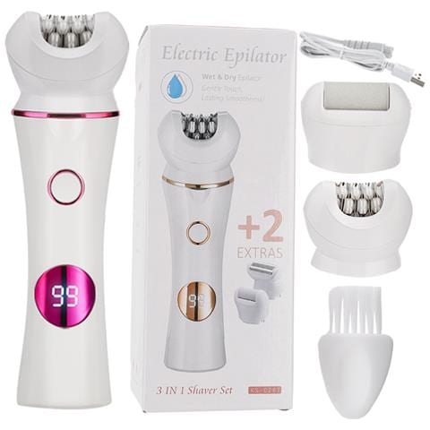 Kit 3 In 1 Per La Cura Del Corpo - Rasoio, Epilatore E Lima Per I Piedi White+pink - Foto 1