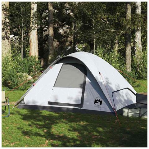 Tenda Familiare a Cupola 6 Persone Bianca Tessuto Impermeabile - Foto 2