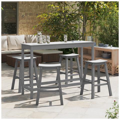 Sgabelli da Bar  6 pz Grigio Chiaro HDPE, Sgabelli da Bar  2 pz Grigio Chiaro HDPE - Foto 2