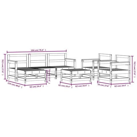 Set Salotto da Giardino 7 pz in Legno Massello di Douglas - Foto 8