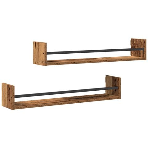 Mensole 2 pezzi Legno Vecchio 80x16x14 cm Legno Ingegnerizzato - Foto 1
