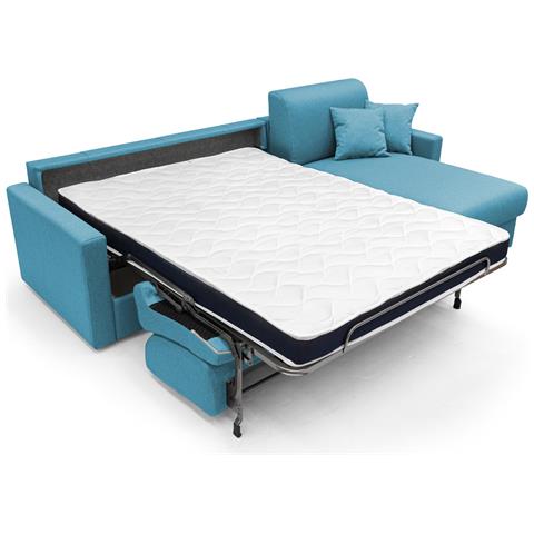 Chris Divano Letto Angolare Con Penisola In Simil Cotone T13 Azzurro - Foto 2