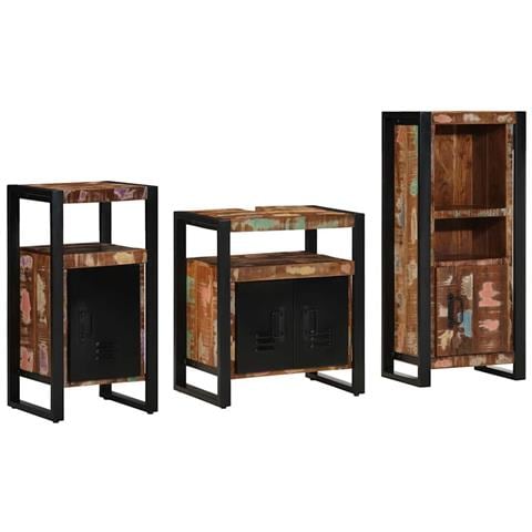 Set di mobili per il bagno 3 pcs Legno massello riciclato - Foto 1