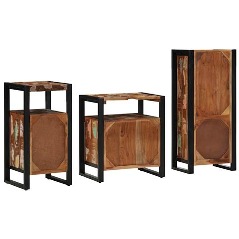 Set di mobili per il bagno 3 pcs Legno massello riciclato - Foto 9