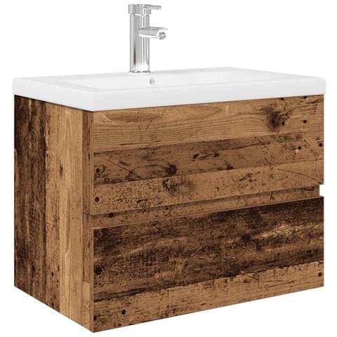 Mobile da Bagno con Lavabo Integrato e Rubinetto Legno Antico - Foto 1