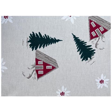Tovaglia Natalizia Cucina Soggiorno In 100% Cotone Disegno Chalet Rp 140x240 Chalet - Foto 2