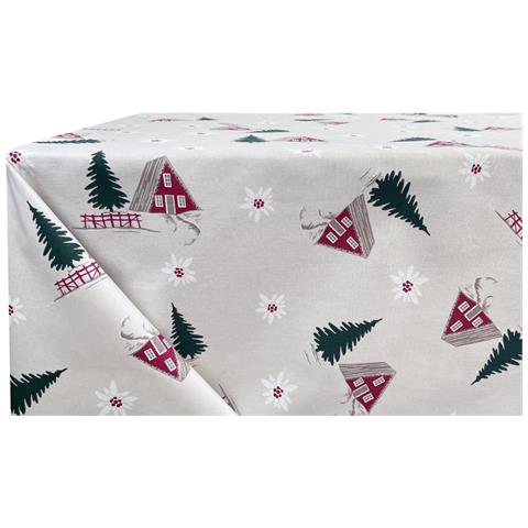 Tovaglia Natalizia Cucina Soggiorno In 100% Cotone Disegno Chalet Rp 140x240 Chalet - Foto 5