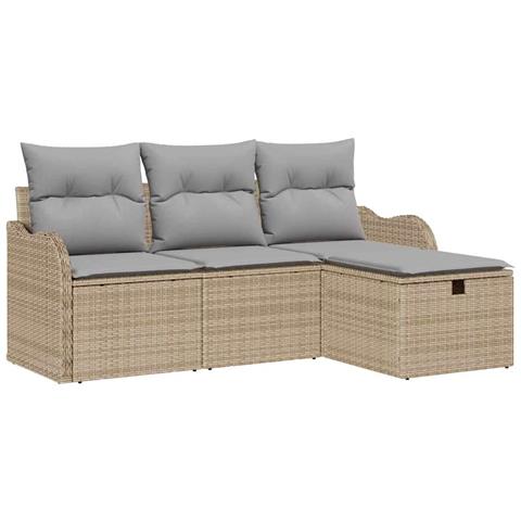 Set Divano da Giardino con cuscino 4 pcs beige e grigio chiaro - Foto 1