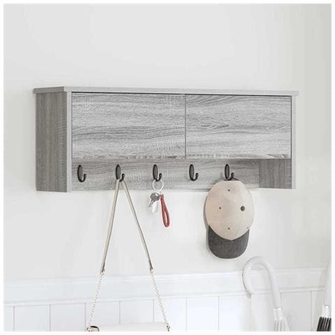 Appendiabiti a muro con porta Grigio sonoma 80 x 20 x 30 cm - Foto 2