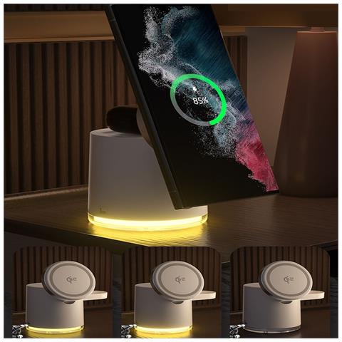 Caricatore Wireless Magnetico Pieghevole 3-in-1: Stazione Di Ricarica Rapida Qi2 Da 15w Per Smartphone, Orologi E Auricolari White - Foto 4