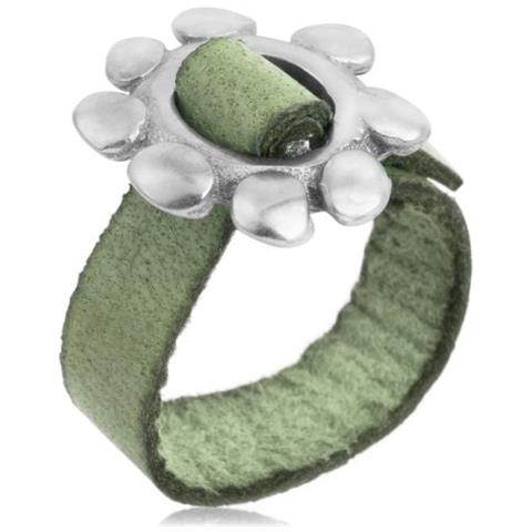 Anello Placcato Argento 925 Con Fibbia ""cadmi"", Pelle Verde - Foto 1