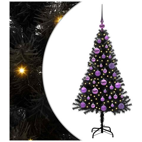 Albero di Natale con 150 LED con supporto Nero 120 cm PVC - Foto 1
