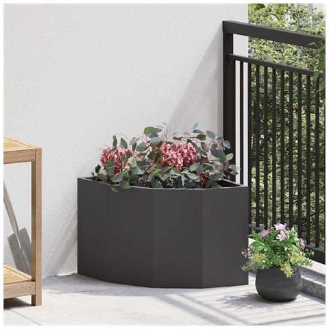 Vaso d'angolo Nero 45 x 45 x 35 cm Acciaio - Foto 2