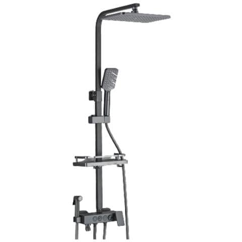 Colonna doccia, Blackswan, Tipo M233, modello grigio antracite, con 4 vie, soffione a pressione, doccetta tipo SPA e bocca mobile nascosta, misura 118 cm - Foto 1