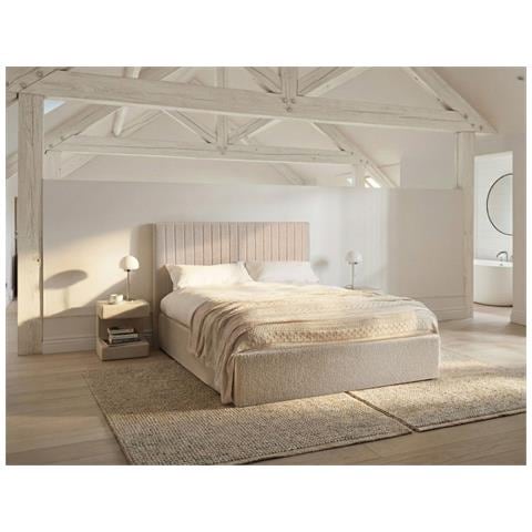Letto Contenitore Bouclé Vion 140 X 200 Cm Beige - Foto 1