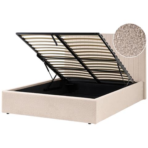 Letto Contenitore Bouclé Vion 140 X 200 Cm Beige - Foto 2