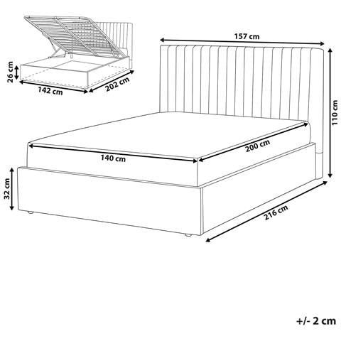 Letto Contenitore Bouclé Vion 140 X 200 Cm Beige - Foto 8