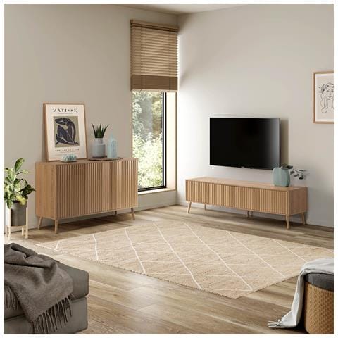 Mobile Tv Lluvia Con 4 Ante, Colore Rovere, Lunghezza 160 Cm - Foto 2