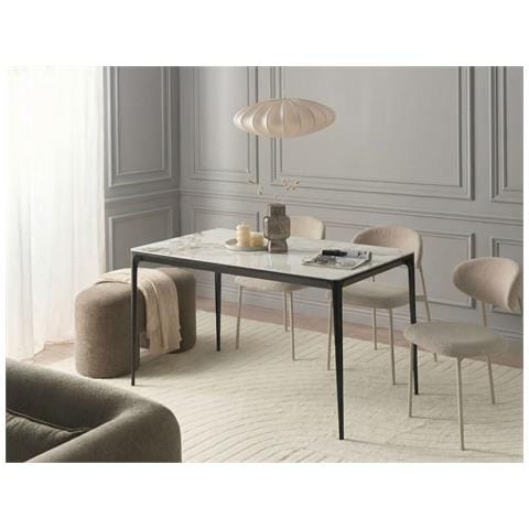 Tavolo Da Pranzo Jollein Marmo Bianco 140 Cm 80 Cm Vetro - Foto 1