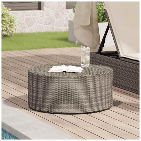 Tavolino da caffè da esterno Grigio Ø 68 x 30 cm polyrattan - Foto 2