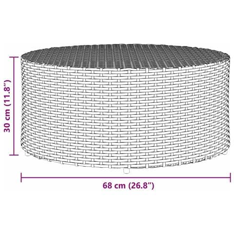 Tavolino da caffè da esterno Grigio Ø 68 x 30 cm polyrattan - Foto 9