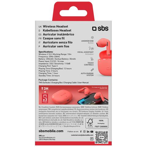 Go Pods Auricolare True Wireless Stereo (TWS) In-ear Musica e Chiamate USB tipo-C Bluetooth Rosso - Foto 2