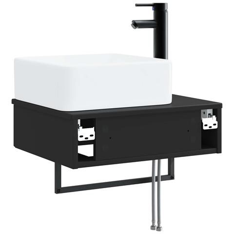 Lavabo da Parete Nero 53 x 35 x 39 cm Legno ingegnerizzato - Foto 2