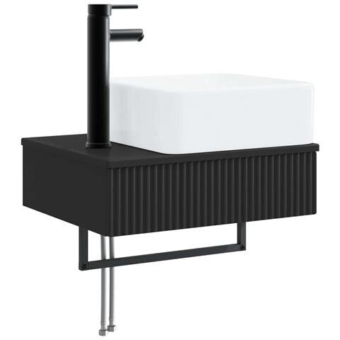 Lavabo da Parete Nero 53 x 35 x 39 cm Legno ingegnerizzato - Foto 1