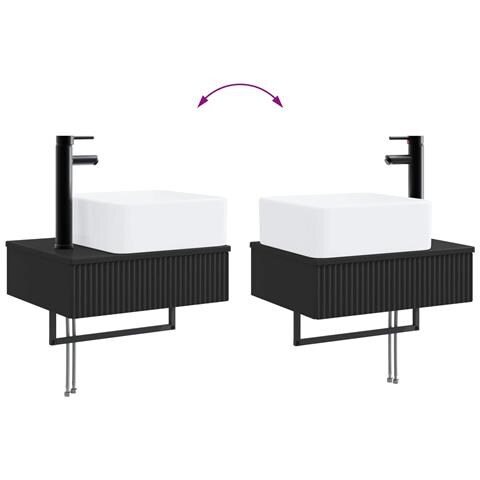 Lavabo da Parete Nero 53 x 35 x 39 cm Legno ingegnerizzato - Foto 8
