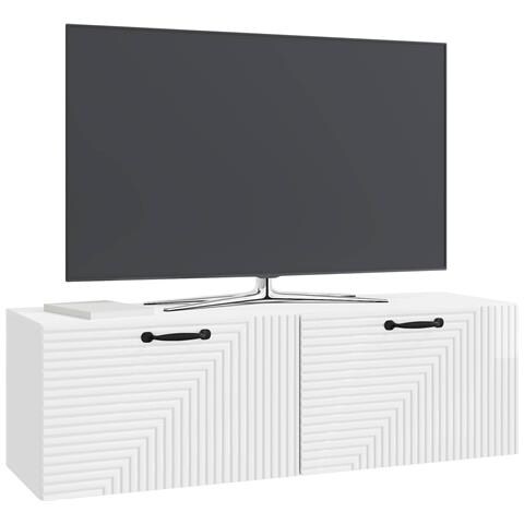 Mobile Porta TV da Muro Bianco Lucido 98 x 31 x 30 cm - Foto 2