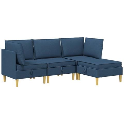 Set di divani modulari con spazio di archiviazione 4 pcs Blu - Foto 1