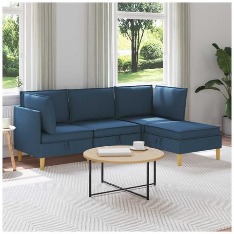 Set di divani modulari con spazio di archiviazione 4 pcs Blu - Foto 2