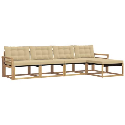 Set di divani da esterno con cuscino 5 pcs Bianco e Beige - Foto 1