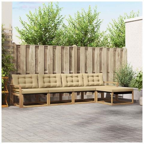 Set di divani da esterno con cuscino 5 pcs Bianco e Beige - Foto 2