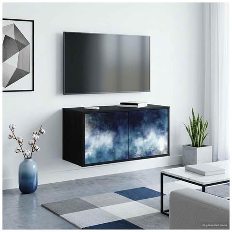 Mobile TV da Parete RAALTE 69 x 33 x 40 cm Rovere Nero - Foto 2