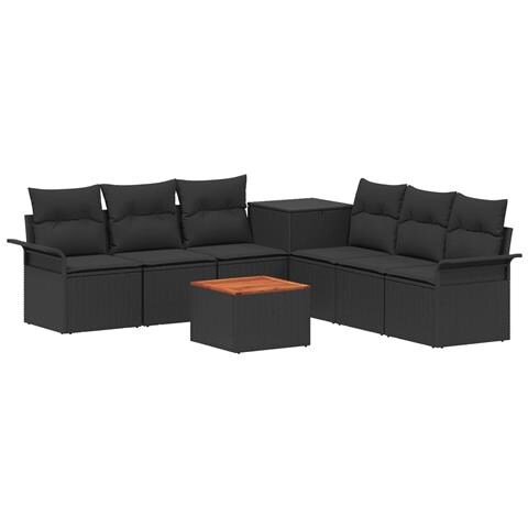 Set di divani 8 pz Nero Rattan sintetico e Acciaio - Foto 1