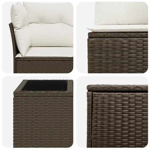 Set di divani 6 pz Marrone e Bianco Crema - Foto 10