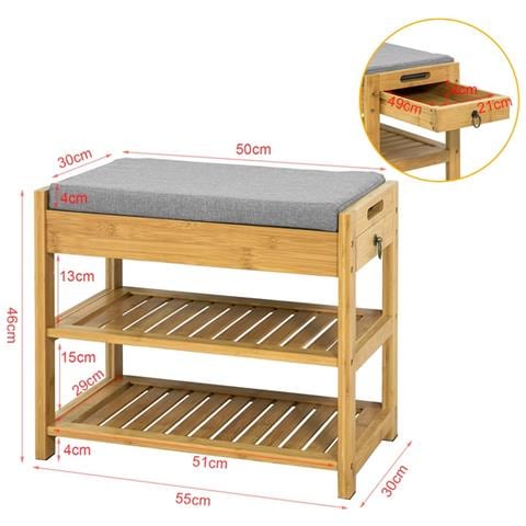 Scarpiera Da Ingresso, Cassapanca, portascarpe Con Cuscino E Cassetto, fsr49-n - Foto 2