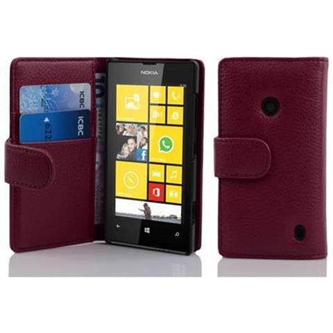 Custodia Libro Per Nokia Lumia 520 In Porpora - Con Vani Di Carte E Funzione Stand Di Similpelle Strutturata - Portafoglio Cover Case Wallet Book Etui Protezione - Foto 1