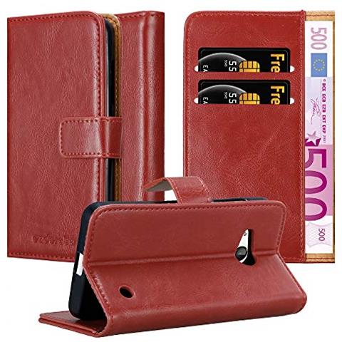 Custodia Compatibile Con Nokia Lumia 550 In Rosso Vinaccia - Coperchio Protettiva Con Chiusura Magnetica, Funzione Stand E Tasca Per Le Carte - Foto 1